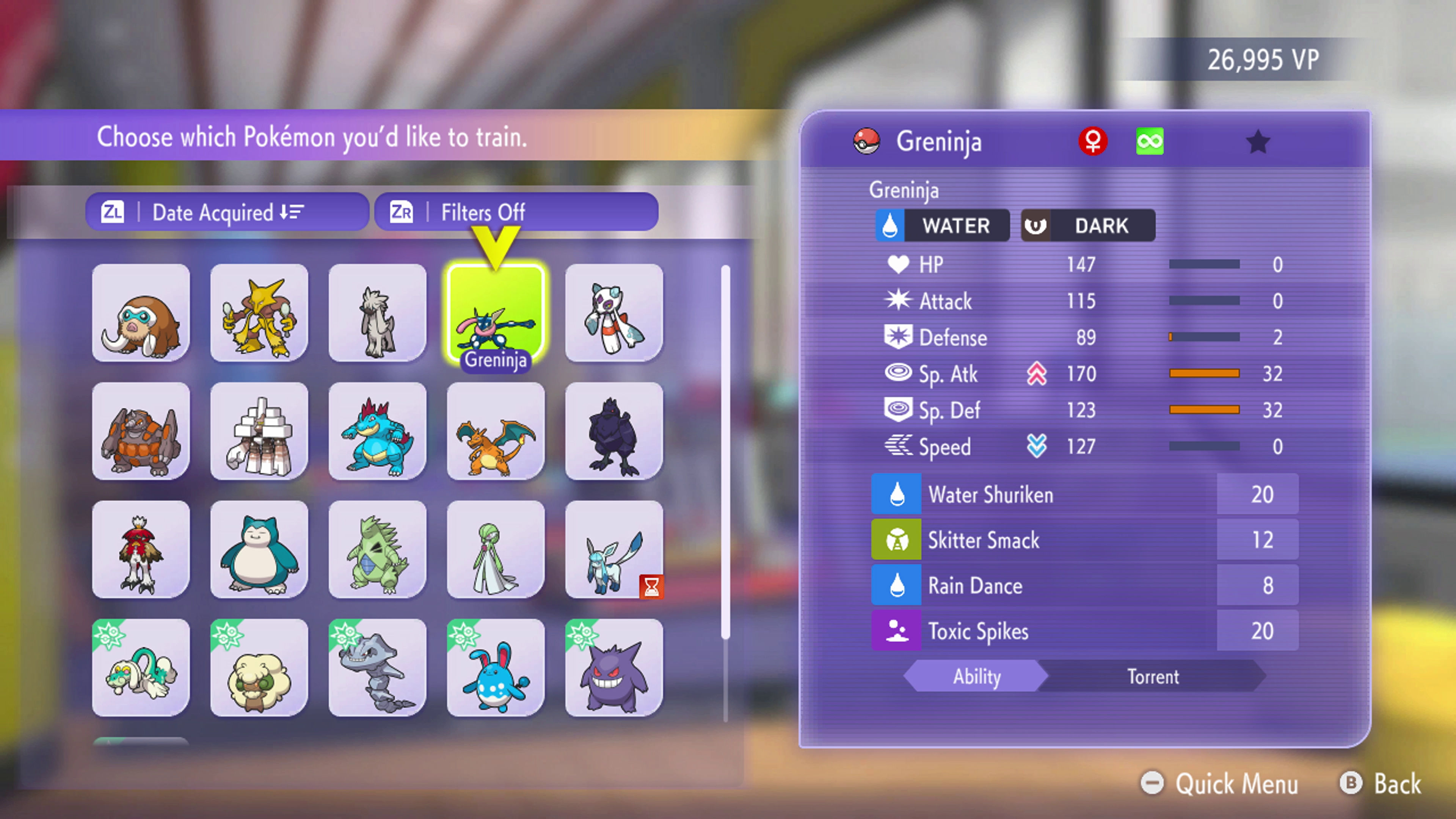 training menu example image